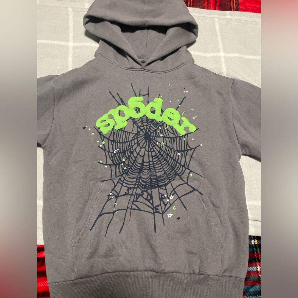 SP5DER SLATE GRAY/WAIT WEB HOODIE SZ S
